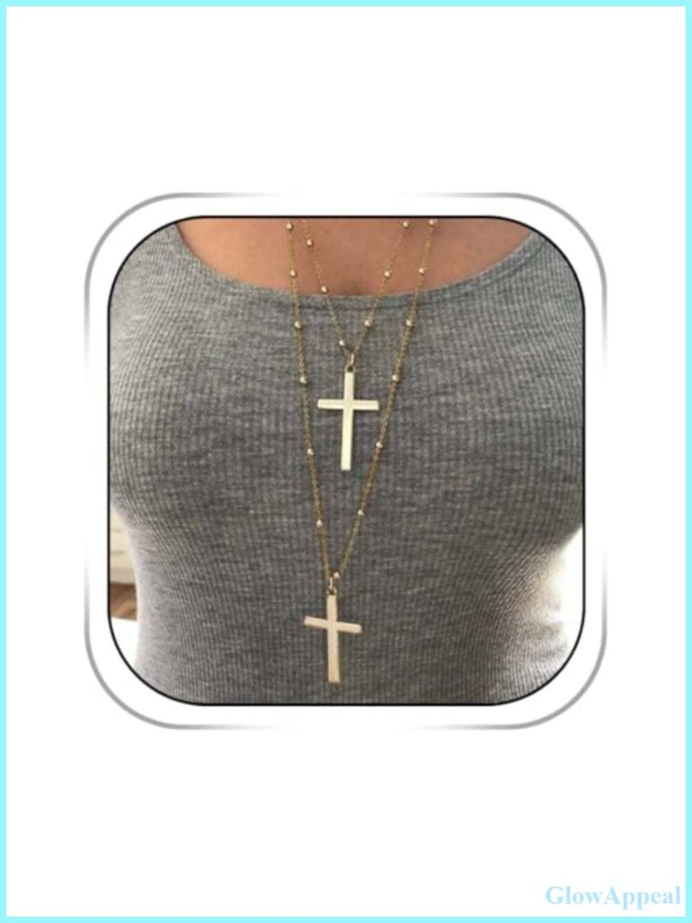 Layered Cross Pendant Necklace Gold-Toned Alloy Boho Christian Jewelry